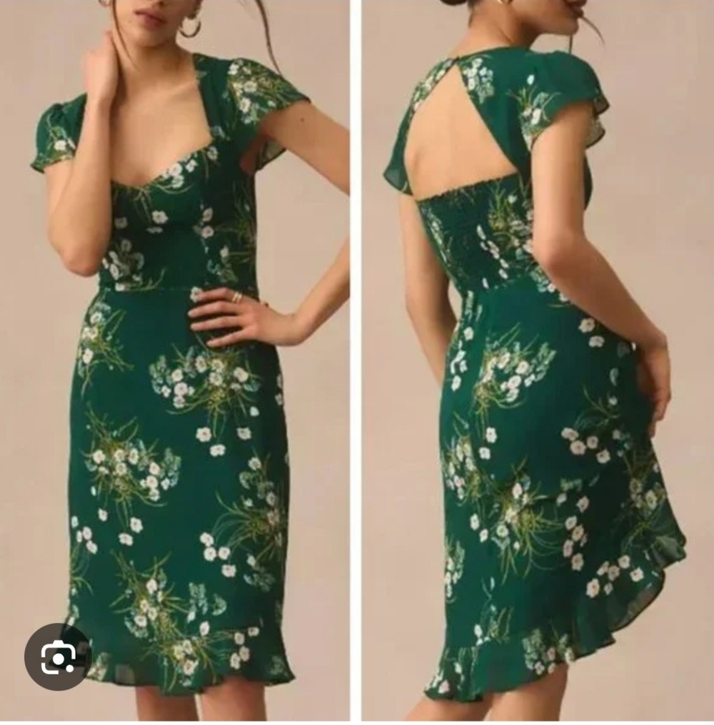 Rosie Dark Green Floral Midi DRESS 0/XS